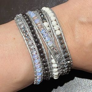 Hematite, Howlite & Multi Color Crystal Bracelet